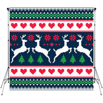 Winter Christmas Seamless Pixelated Pattern With Deer Backdrops 69124440