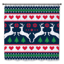 Winter Christmas Seamless Pixelated Pattern With Deer Bath Decor 69124440