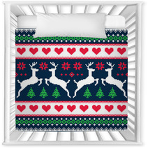 Winter Christmas Seamless Pixelated Pattern With Deer Nursery Decor 69124440