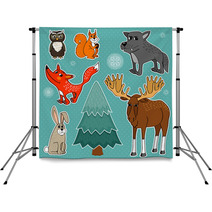 Winter Forest Animals Backdrops 57447547