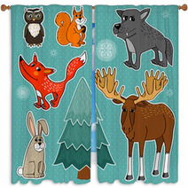 Winter Forest Animals Window Curtains 57447547