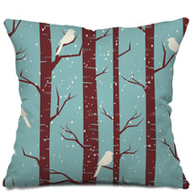Winter Forest Seamless Pattern Pillows 46467393