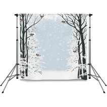 Winter Frame Composition With Trees On Sides Backdrops 58608600