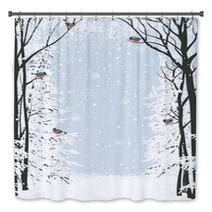 Winter Frame Composition With Trees On Sides Bath Decor 58608600