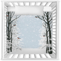 Winter Frame Composition With Trees On Sides Nursery Decor 58608600