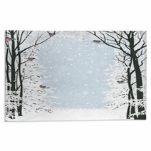 Winter Frame Composition With Trees On Sides Rugs 58608600
