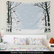 Winter Frame Composition With Trees On Sides Wall Art 58608600