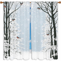 Winter Frame Composition With Trees On Sides Window Curtains 58608600
