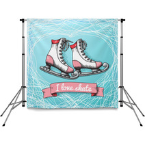 Winter Ice Sports Cartoon White Ice Skating Shoes Backdrops 59831399