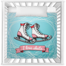 Winter Ice Sports Cartoon White Ice Skating Shoes Nursery Decor 59831399