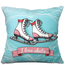 Winter Ice Sports Cartoon White Ice Skating Shoes Pillows 59831399