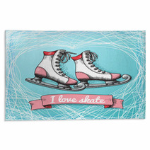 Winter Ice Sports Cartoon White Ice Skating Shoes Rugs 59831399