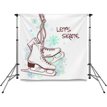 Winter Illustration With Skates Backdrops 58212487