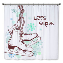 Winter Illustration With Skates Bath Decor 58212487