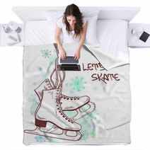 Winter Illustration With Skates Blankets 58212487
