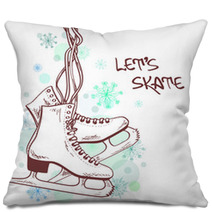 Winter Illustration With Skates Pillows 58212487