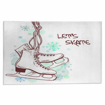 Winter Illustration With Skates Rugs 58212487