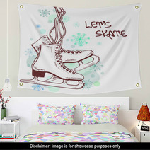 Winter Illustration With Skates Wall Art 58212487