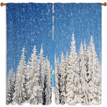 Winter Landscape In Mountains Window Curtains 26902068