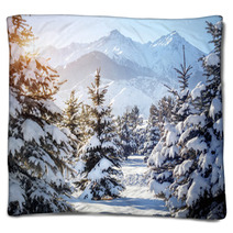 Winter Mountain Scenery Blankets 60935824