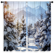 Winter Mountain Scenery Window Curtains 60935824