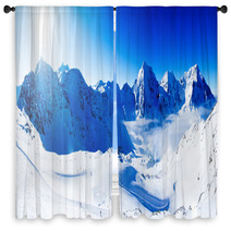 Winter Mountains, Panorama Of The Italian Alps Window Curtains 58782046