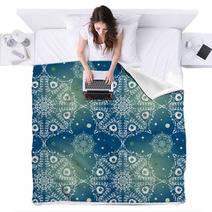 Winter seamless background with snowflakes 1 Blankets 46431707