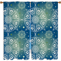Winter seamless background with snowflakes 1 Window Curtains 46431707