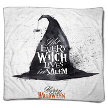 Witch Hat Halloween Poster Vintage Blankets 68263956