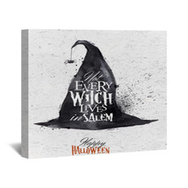 Witch Hat Halloween Poster Vintage Wall Art 68263956