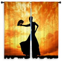 Woman Dancing Flamenco Window Curtains 54656105
