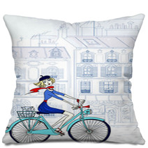 Woman In Paris Pillows 36144083