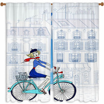 Woman In Paris Window Curtains 36144083