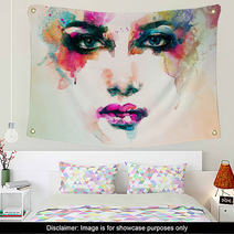 Woman Portrait  .abstract  Watercolor .fashion Background Wall Art 68067837