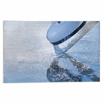 Woman Skates Braking Ice Frazil Flying Around Rugs 38904858