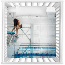 Woman Swimmer In A Starting Position Nursery Decor 113709055