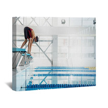 Woman Swimmer In A Starting Position Wall Art 113709055