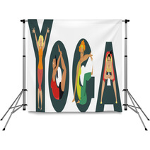 Women Doing Yoga And Creating Shapes Of Letters Eps 8 Illustration Backdrops 162689504