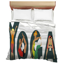Women Doing Yoga And Creating Shapes Of Letters Eps 8 Illustration Bedding 162689504