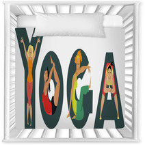Women Doing Yoga And Creating Shapes Of Letters Eps 8 Illustration Nursery Decor 162689504