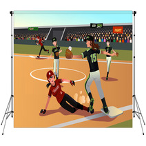 Women Playing Softball Backdrops 75891909