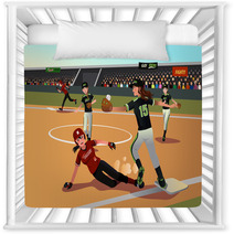 Women Playing Softball Nursery Decor 75891909