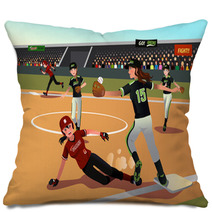 Women Playing Softball Pillows 75891909