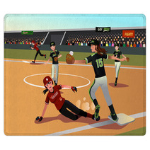 Women Playing Softball Rugs 75891909