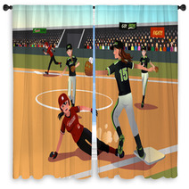 Women Playing Softball Window Curtains 75891909