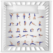 Women Silhouettes Collection Of Yoga Poses Asana Set Nursery Decor 138089912