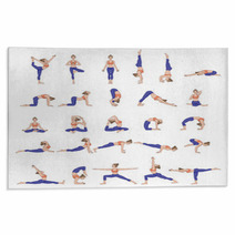 Women Silhouettes Collection Of Yoga Poses Asana Set Rugs 138089912