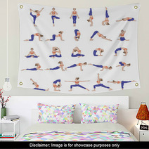 Women Silhouettes Collection Of Yoga Poses Asana Set Wall Art 138089912