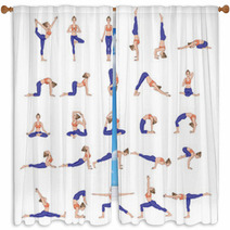 Women Silhouettes Collection Of Yoga Poses Asana Set Window Curtains 138089912