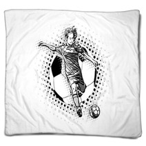 Women Soccer Vector Illustration Blankets 190425931